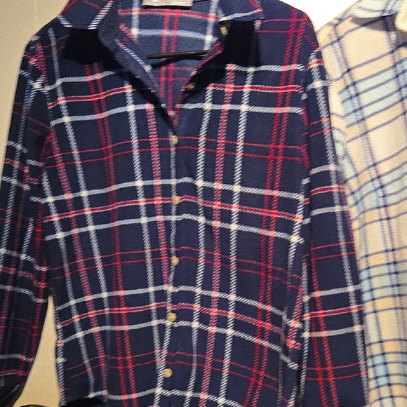 2 For 1 Lee Women's Plaid Button Down Shirts - Navy and Light Blue - Picture 7 of 8